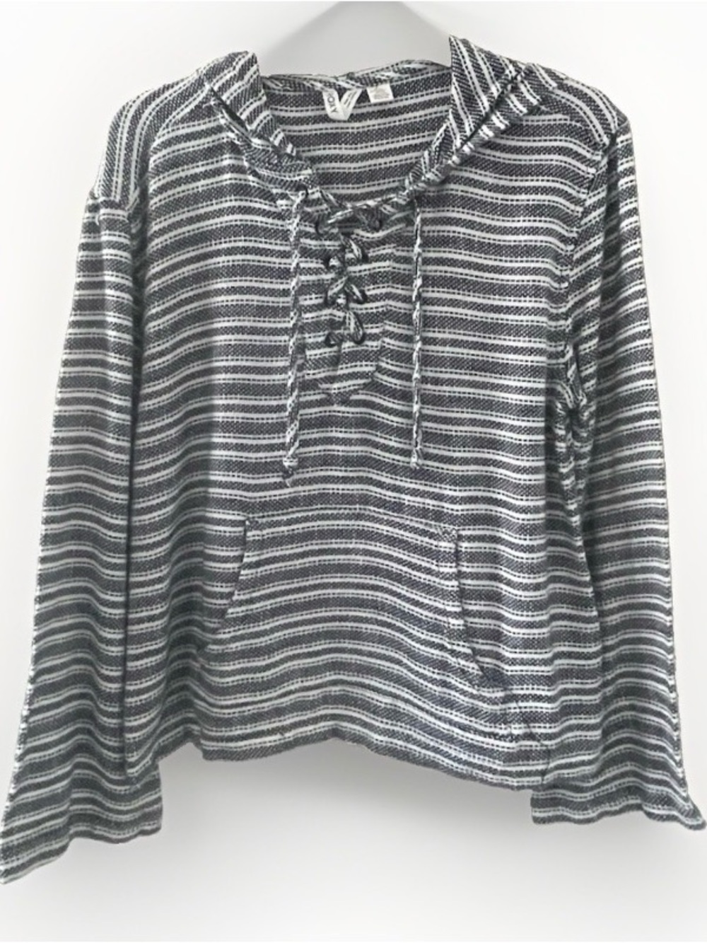 Roxy Cabo Trip Navy And White Striped Baja Hoodie Women's Size Large Pullover